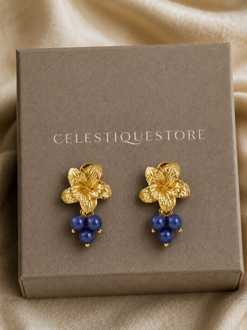 Blue Zircon Blossom Drop Earrings