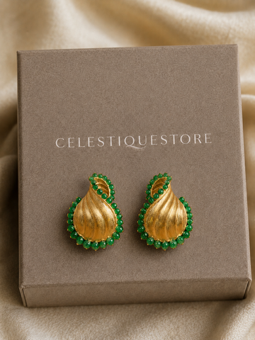 Golden Jade Accent Statement Earrings