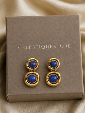 Lapis Lazuli Gold Stud Earrings