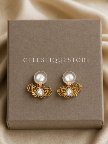 Vintage Butterfly Pearl Studs