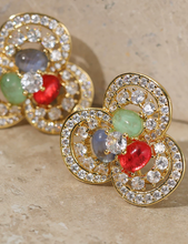 Tricolor Natural Stone Stud Earrings
