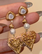 Open Heart Pearl Drop Earrings