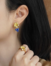 Blue Zircon Blossom Drop Earrings