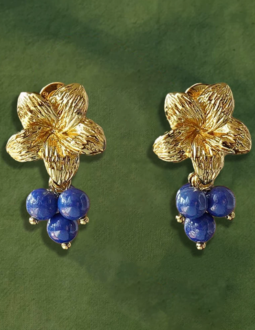 Blue Zircon Blossom Drop Earrings
