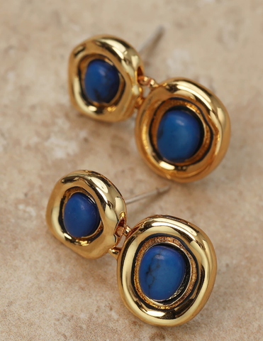 Lapis Lazuli Gold Stud Earrings