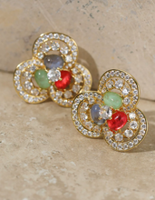 Tricolor Natural Stone Stud Earrings