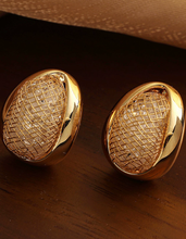 Oval Gilded Spark Stud Earrings