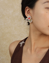 Tricolor Natural Stone Stud Earrings