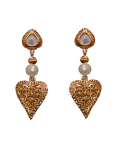 Open Heart Pearl Drop Earrings