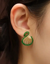 Golden Jade Accent Statement Earrings