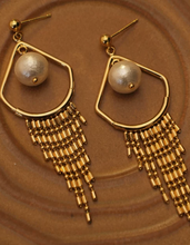 Cotton Pearl Fringe Drop Earrings
