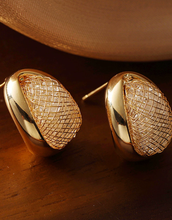 Oval Gilded Spark Stud Earrings