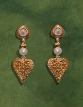 Open Heart Pearl Drop Earrings