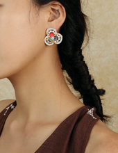 Tricolor Natural Stone Stud Earrings