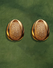 Oval Gilded Spark Stud Earrings
