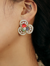 Tricolor Natural Stone Stud Earrings