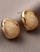 Oval Gilded Spark Stud Earrings